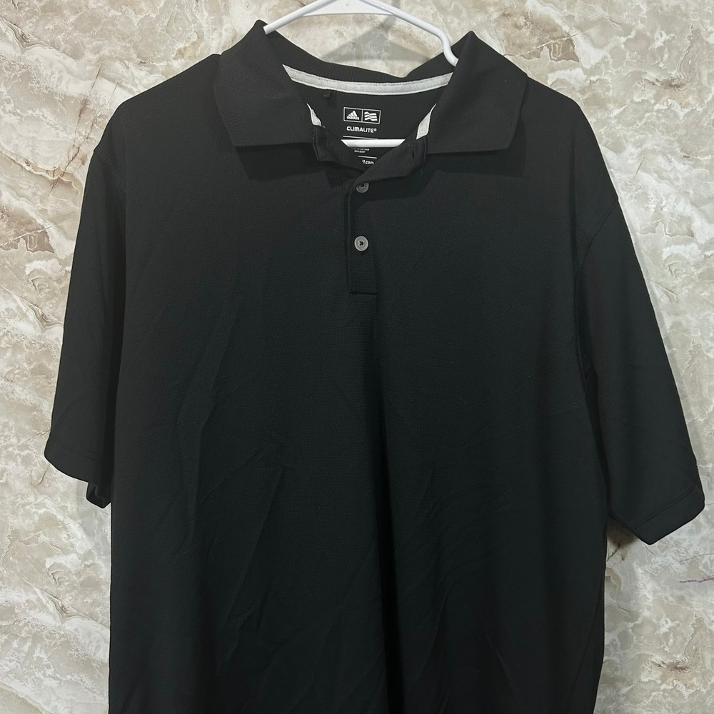 Adidas Golf Climalite Polo Shirt Mens Large Black Performance‎ Athletic